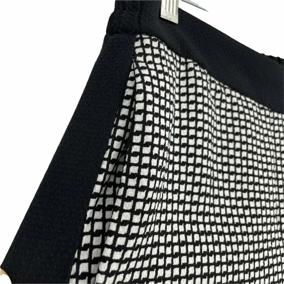 H&M Pants Women's Sz M Straight Wide Leg Pull on Elastic Waist Lined Black White - Picture 5 of 10